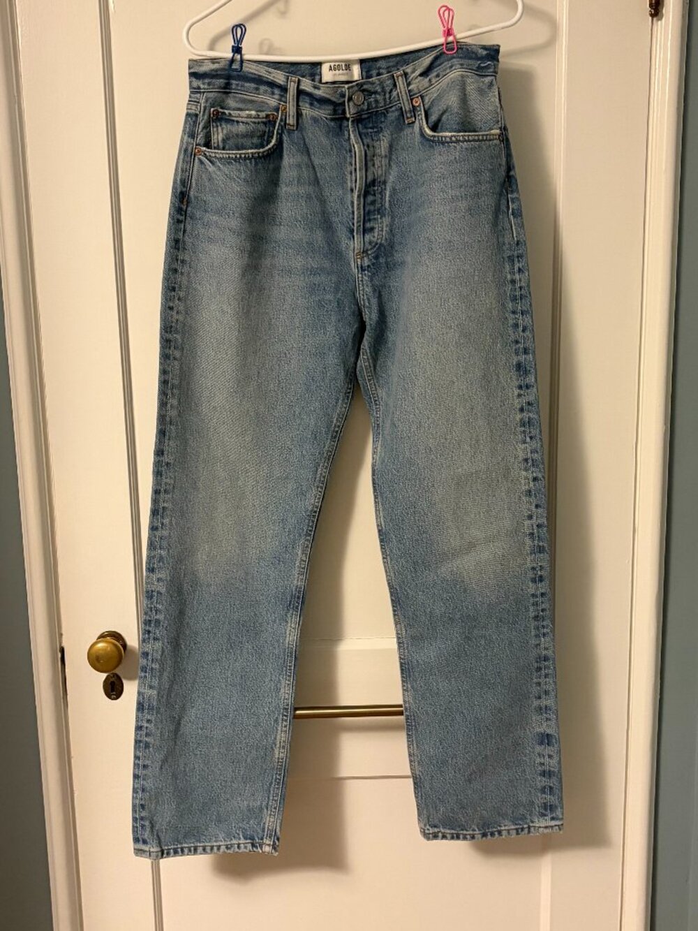 Agolde 90s pinch high rise straight jeans size 29 button fly medium wash denim